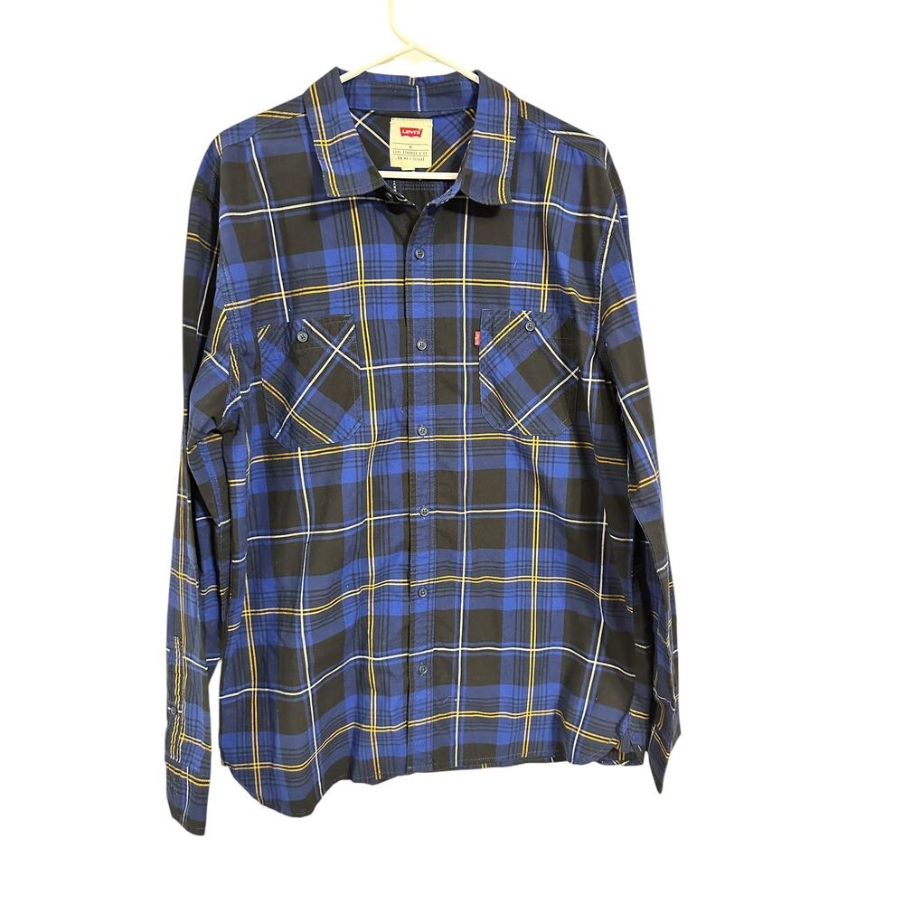 Levi Strauss & Co. Blue Plaid Button Down Long Sleeve Shirt Men's Size XL